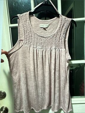 Knox Rose Pale Blush Smocked Yoke Sleeveless Tank